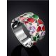 Floral Design Silver Enamel Band Ring, Ring Size: 8 / 18, image , picture 2