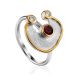 Futuristic Design Silver Garnet Ring, Ring Size: 9 / 19, image 
