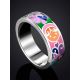 Playful Design Silver Enamel Band Ring, Ring Size: 8 / 18, image , picture 2