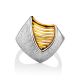 Futuristic Design Gilded Silver Ring, Ring Size: 7 / 17.5, image , picture 4