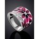 Floral Design Silver Enamel Ring, Ring Size: 6 / 16.5, image , picture 2