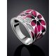 Floral Design Silver Enamel Ring, Ring Size: 8 / 18, image , picture 2