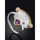Designer Silver Ring With Amethyst And Crystals, Ring Size: 8.5 / 18.5, image , picture 2