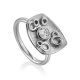 Stylish Silver Crystal Ring, Ring Size: 8.5 / 18.5, image 