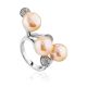 Designer Silver Pearl Adjustable Ring, Ring Size: 6.5 / 17, image 