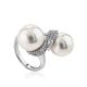 Fabulous Bypass Design Silver Pearl Ring, Ring Size: 7 / 17.5, image , picture 4