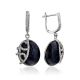 Voluptuous Silver Aventurine Dangle Earrings With Shimmering Crystals, image 