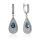 Drop Shaped Silver Dangles With Crystals And Topaz London, image 