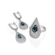Drop Shaped Silver Dangles With Crystals And Topaz London, image , picture 4