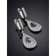 Drop Shaped Silver Dangles With Crystals And Topaz London, image , picture 2