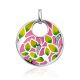 Amazing Silver Enamel Pendant With Crystals, image 
