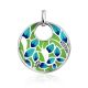 Flat Round Enamel Pendant With Crystals, image 