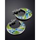 Floral Design Silver Enamel Hoop Earrings, image , picture 2