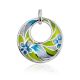 Flat Round Silver Pendant With Mix Color Enamel, image 