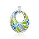 Flat Round Silver Pendant With Mix Color Enamel, image , picture 3