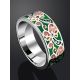 Bright Silver Enamel Band Ring With Crystals, Ring Size: 8 / 18, image , picture 2