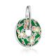 Bright Silver Enamel Pendant With Crystals, image , picture 3