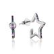 Star Shaped Silver Studs With Mix Color Crystals, image 