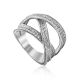Trendy Silver Crystal Trinity Ring, Ring Size: 8 / 18, image 