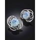 Chic Silver Earrings With Blue Agate Centerstones, image , picture 2
