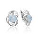 Chic Silver Earrings With Blue Agate Centerstones, image 