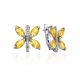 Lustrous Silver Citrine Butterfly Earrings, image 