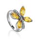 Silver Citrine Butterfly Ring, Ring Size: 6 / 16.5, image 