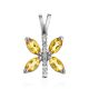 Chic Silver Citrine Butterfly Pendant, image 