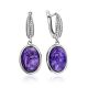 Refined Silver Charoite Dangle Earrings, image 