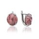 Silver Earrings With Faceted Pinkish Rhodonite, image 