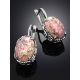 Silver Earrings With Faceted Pinkish Rhodonite, image , picture 2