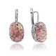 Silver Earrings With Faceted Pinkish Rhodonite, image 
