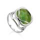 Voluminous Silver Ring With Green Vesuvianite Centerpiece, Ring Size: 9 / 19, image 