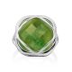Voluminous Silver Ring With Green Vesuvianite Centerpiece, Ring Size: 9 / 19, image , picture 3