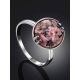 Chic Silver Ring With Faceted Oval Rhodonite Stone, Ring Size: 8 / 18, image , picture 2