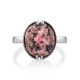 Chic Silver Ring With Faceted Oval Rhodonite Stone, Ring Size: 9 / 19, image , picture 3