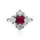 Ornate Silver Ruby Ring With Crystals, Ring Size: 8.5 / 18.5, image , picture 3