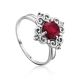 Ornate Silver Ruby Ring With Crystals, Ring Size: 9 / 19, image 