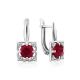 Charming Silver Ruby Earrings With Crystals, image 