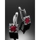 Charming Silver Ruby Earrings With Crystals, image , picture 2
