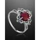 Ornate Silver Ruby Ring With Crystals, Ring Size: 9 / 19, image , picture 2