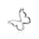 Glossy Silver Butterfly Pendant With Diamond, image 