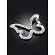 Glossy Silver Butterfly Pendant With Diamond, image , picture 2