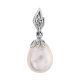 Refined Silver Pendant With Baroque Pearl And Crystals, image 