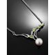 Refined Silver Pearl Necklace With Prasiolite, image , picture 2