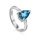 Silver Ring With Pear Shaped Topaz Swiss Blue, Ring Size: 8 / 18, image 