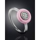 Chic Silver Crystal Ring With Pink Ceramic, Ring Size: 6.5 / 17, image , picture 2