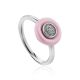 Chic Silver Crystal Ring With Pink Ceramic, Ring Size: 6.5 / 17, image 