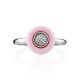 Chic Silver Crystal Ring With Pink Ceramic, Ring Size: 6.5 / 17, image , picture 4