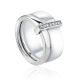 Chic Silver Ceramic Band Ring With Crystals, Ring Size: 5.5 / 16, image 
